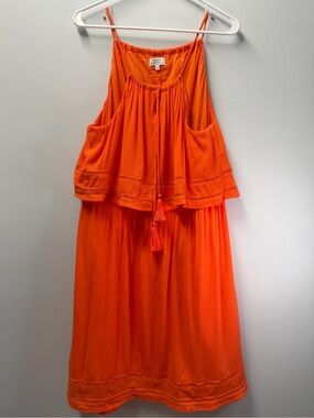 Crown & Ivy Orange Peasant Halter Neck Tie Dress